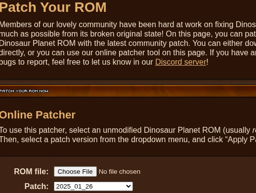 Dinosaur Planet Recompilation ROM Patcher