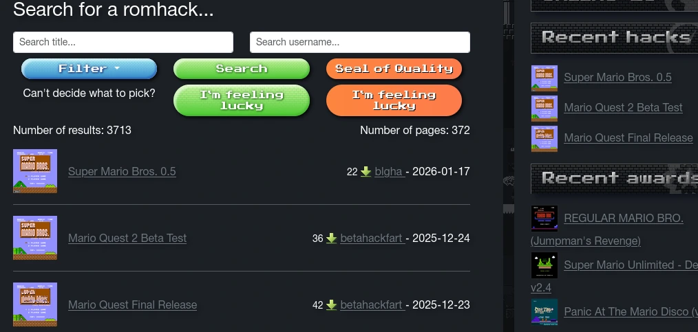 Super Mario Brothers Hack Portal