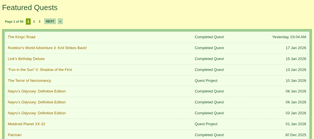 ZQuest Classic (Zelda) - Quest Lists